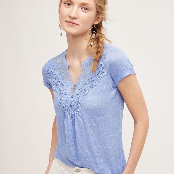 Anthropologie Tops - Deletta for Anthropologie Aria Linen and Lace Top